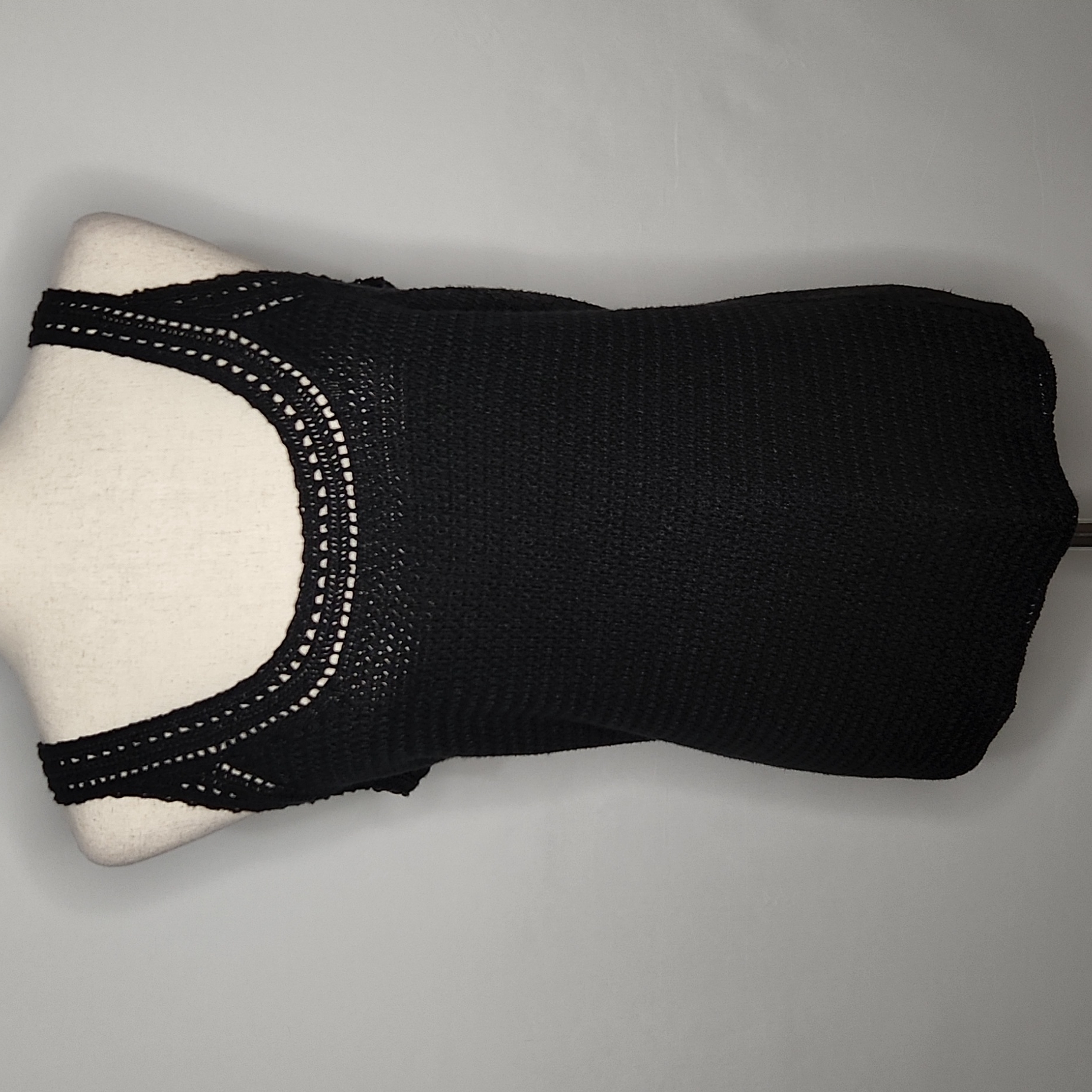Vguc Lrl Lauren Ralph Lauren Black Linen Crochet Scoop Neck Tank Top Size Large